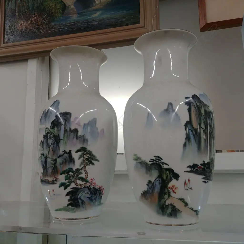 CHINESE VASES PAINTED WITH LANDSCAPES AND SCRIPT, 1 A/F Image 1++