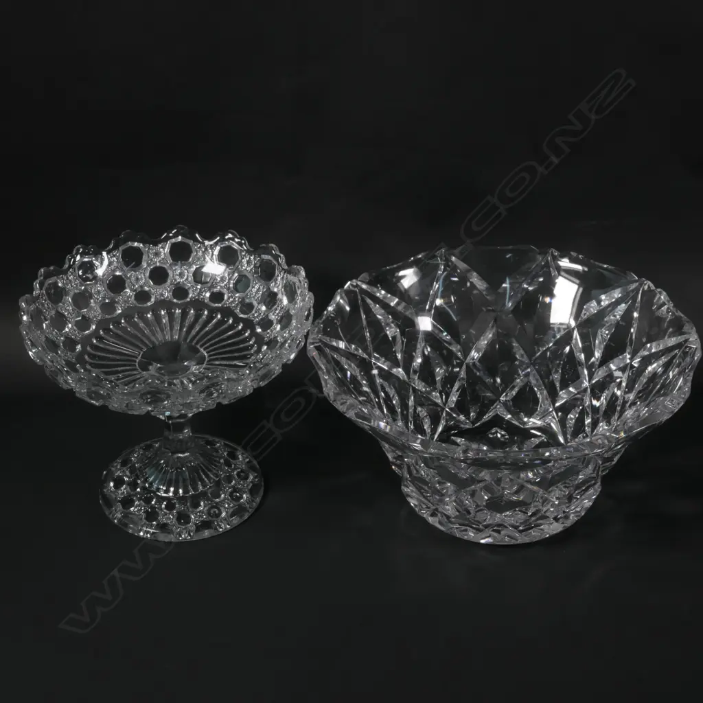 LARGE CUT CRYSTAL BOWL/TRAY + COMPORT Image 1++