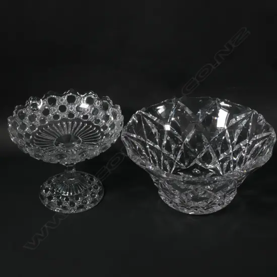 LARGE CUT CRYSTAL BOWL/TRAY + COMPORT