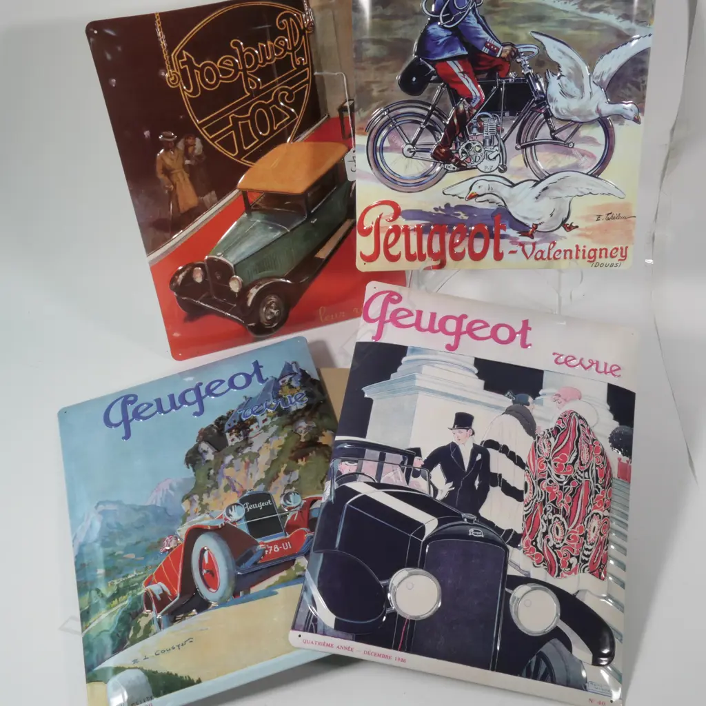 4 PEUGEOT VINTAGE DESIGN METAL SIGNS 300 X 400 MM Image 1++