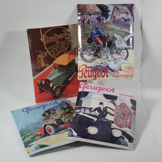 4 PEUGEOT VINTAGE DESIGN METAL SIGNS 300 X 400 MM
