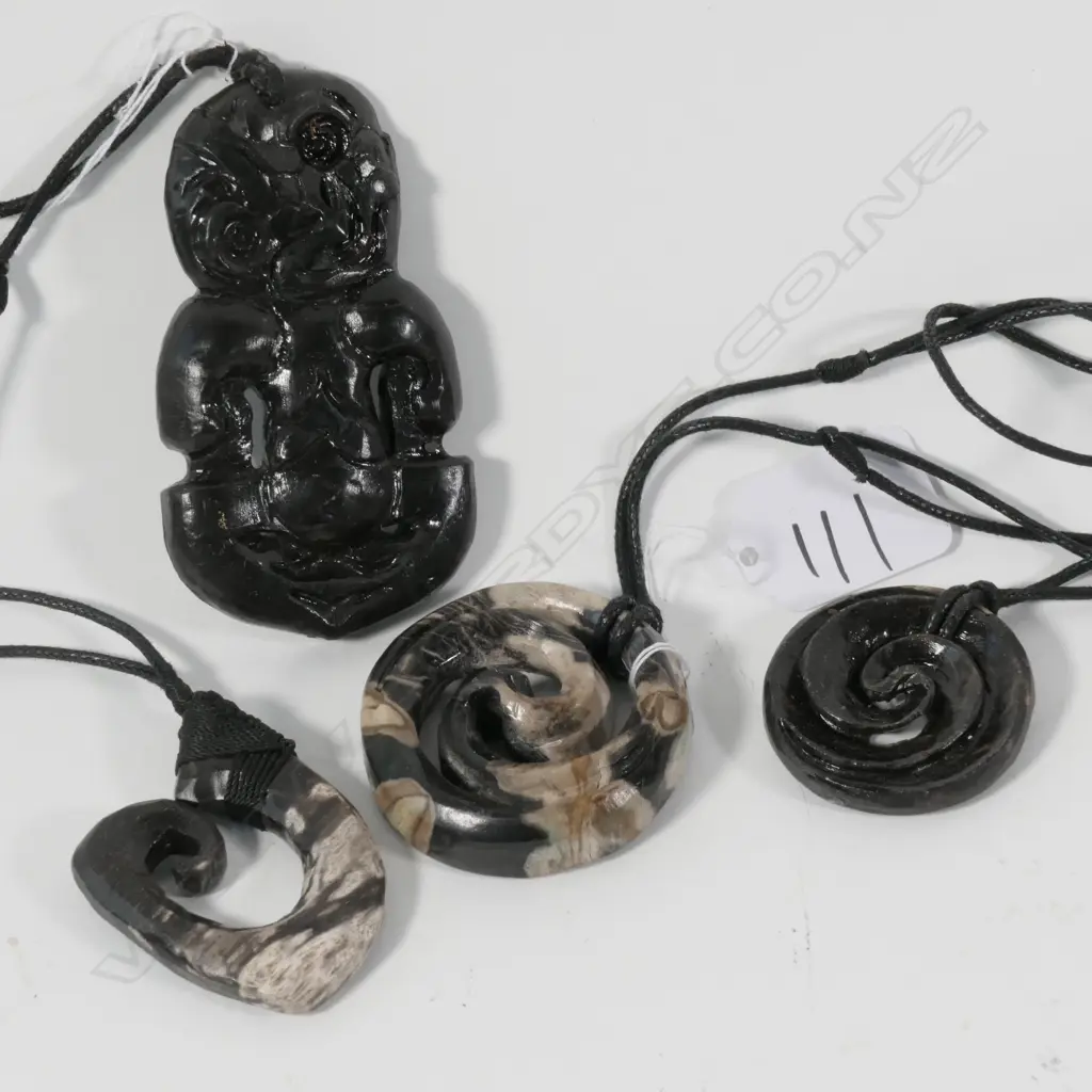 4 PENDANTS-3 KORU DESIGNS + HEI TIKI Image 1++