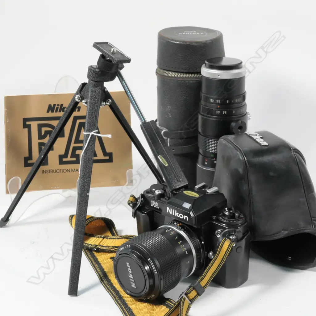 NIKON FA 35MM CAMERA/STAND + HANIMEX ZOOM LENS Image 1++