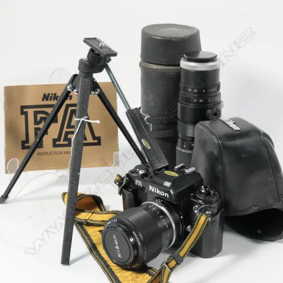 NIKON FA 35MM CAMERA/STAND + HANIMEX ZOOM LENS