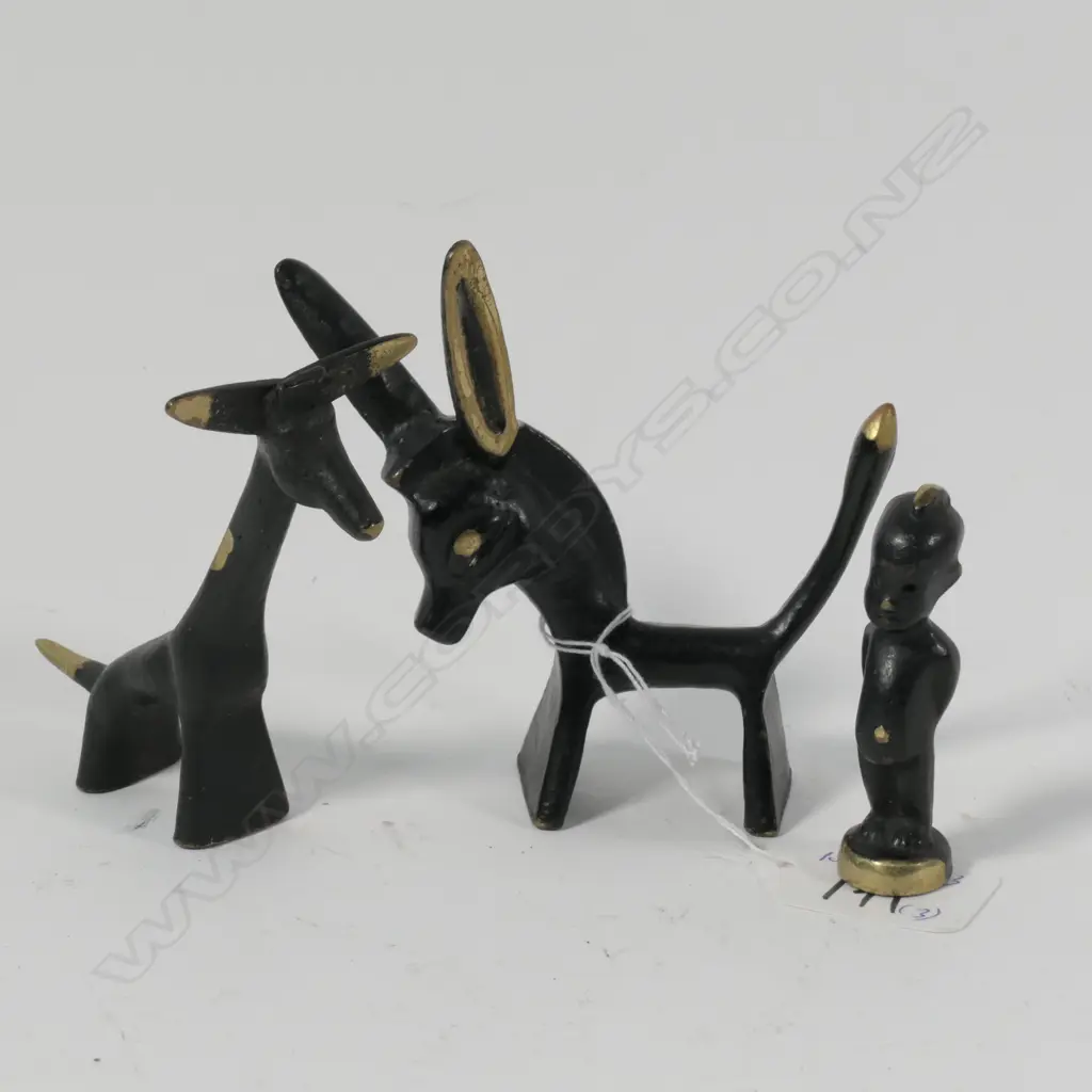 W.B.HAGENAUER? MINIATURE DONKEY,GIRAFFE AND BOY H 100 MM Image 1++