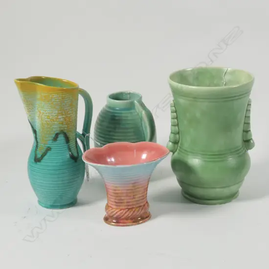  4 DECO VASES CROWN DUCAL/DEVON ETC