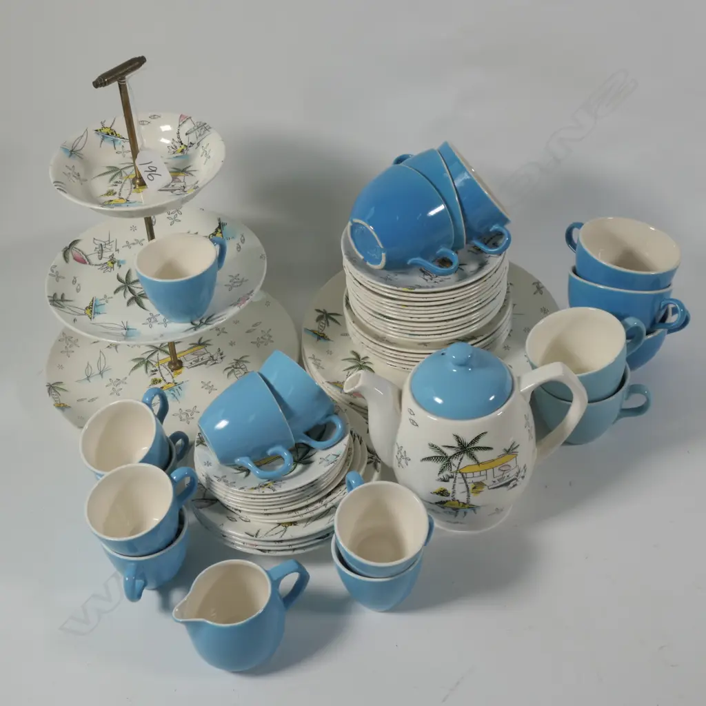 RARE VINTAGE BARKER BROS FOR ROYAL TUDOR SOUTH PACIFIC 56 PC DINNER/TEA SERVICE Image 1++