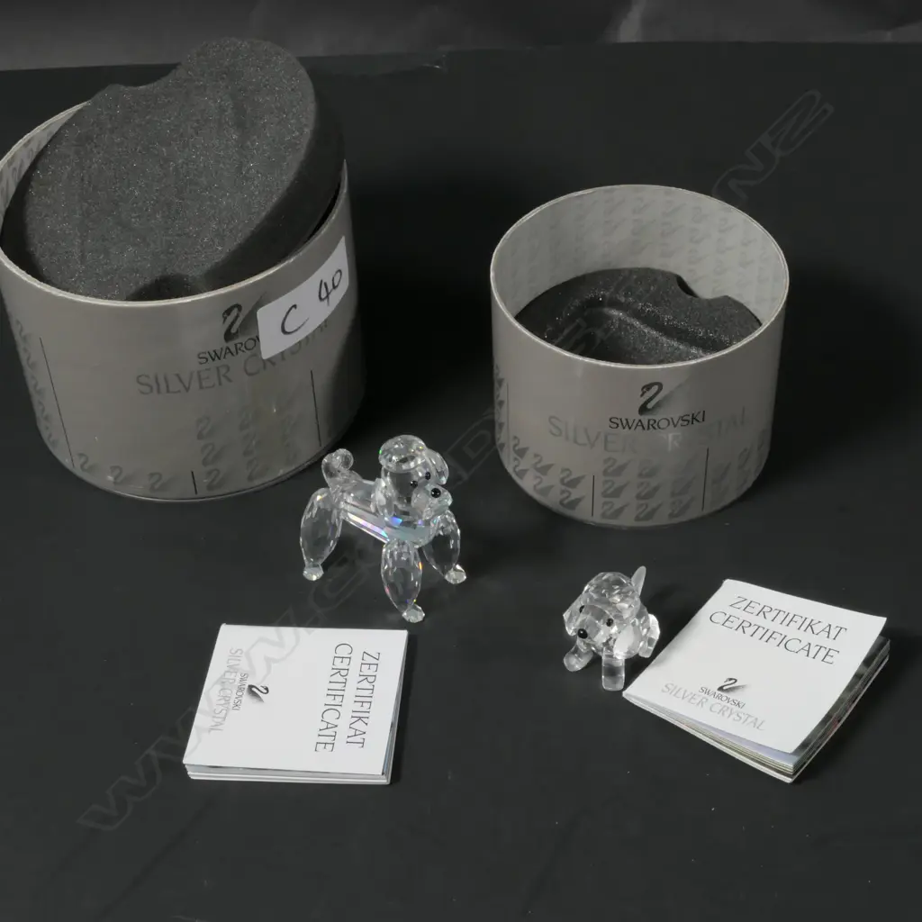 SWAROVSKI BOXED POODLE AND PUPPY H 50 MM Image 1++