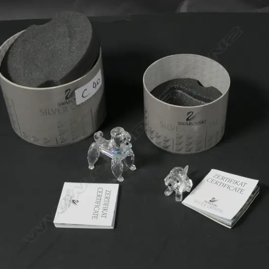 SWAROVSKI BOXED POODLE AND PUPPY H 50 MM