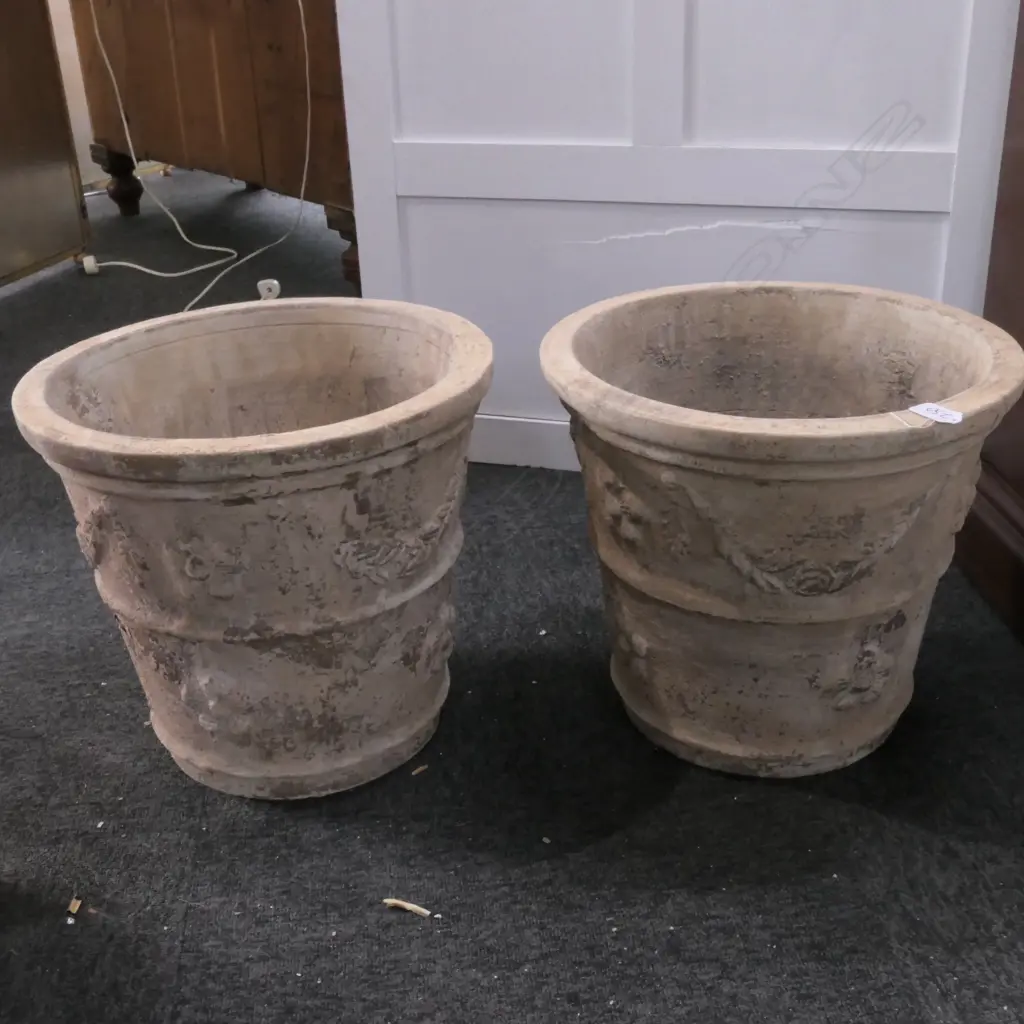 PR LGE ANTIQUE FRENCH STYLE SWAG PLANTERS Image 1++