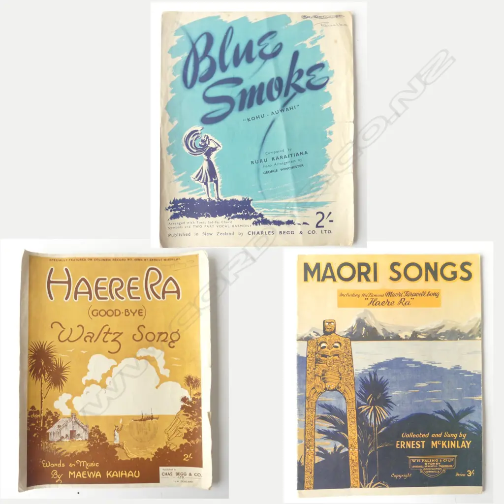 3 VINTAGE SHEET MUSIC BLUE SMOKE/MOARI SONGS/HAERE RA Image 1++