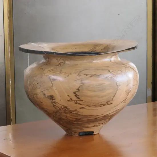 WOODEN TURNED VASE H 210 MM