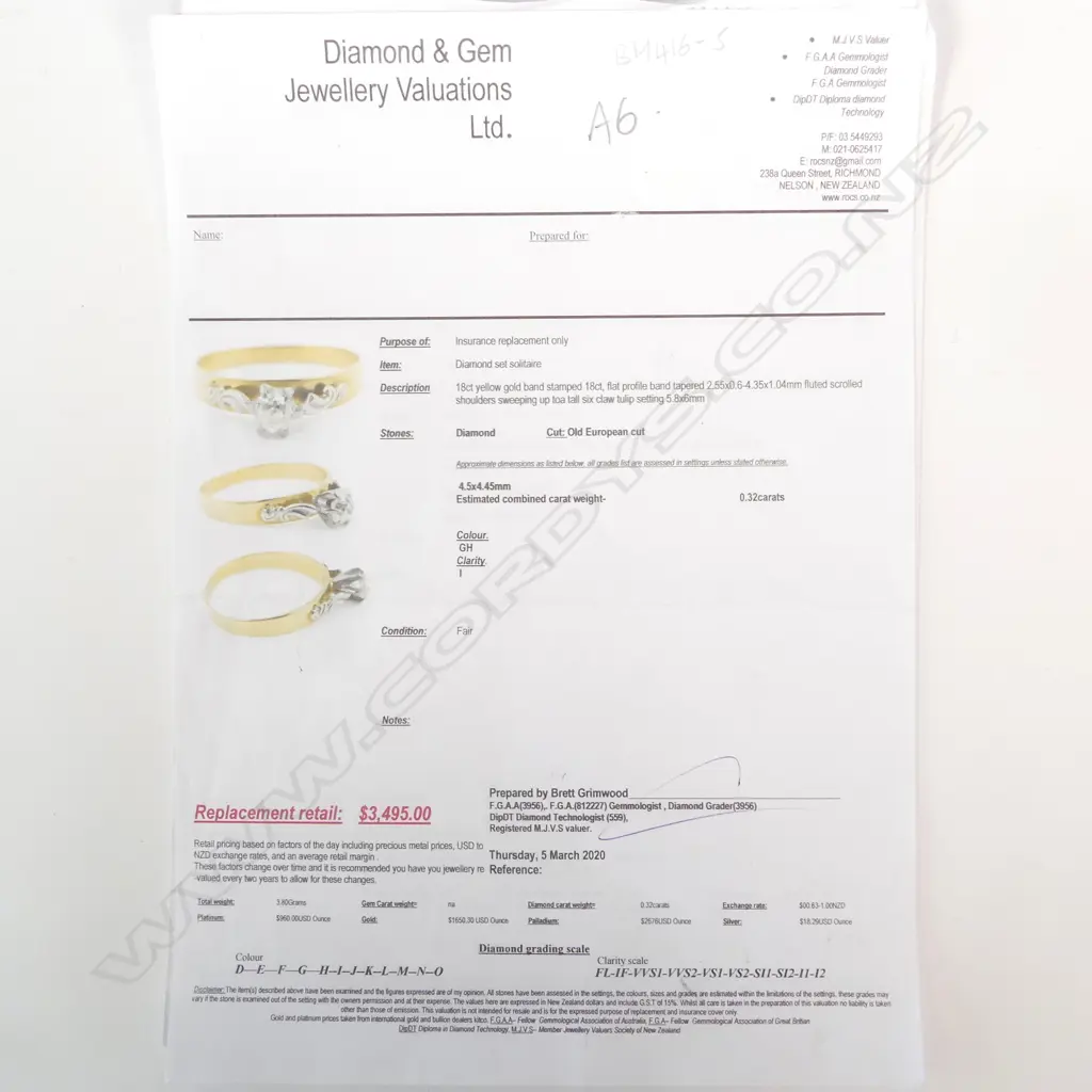 18CT GOLD DIAMOND SOLITAIRE RING REPLACEMENT VALUATION $3495 (A6) Image 1++