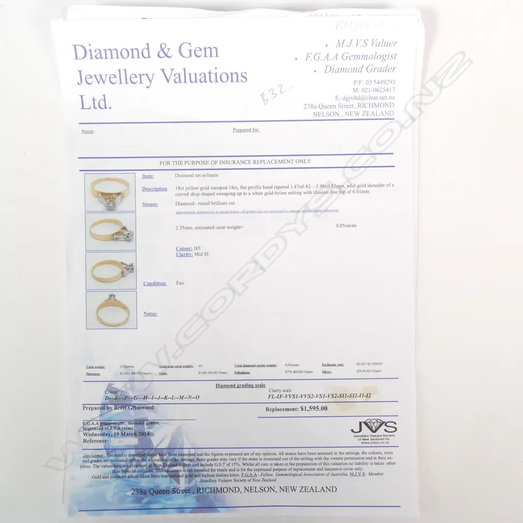 18CT GOLD DIAMOND SOLITAIRE RING REPLACEMENT VALUATION $1595 (B32) Image 1++