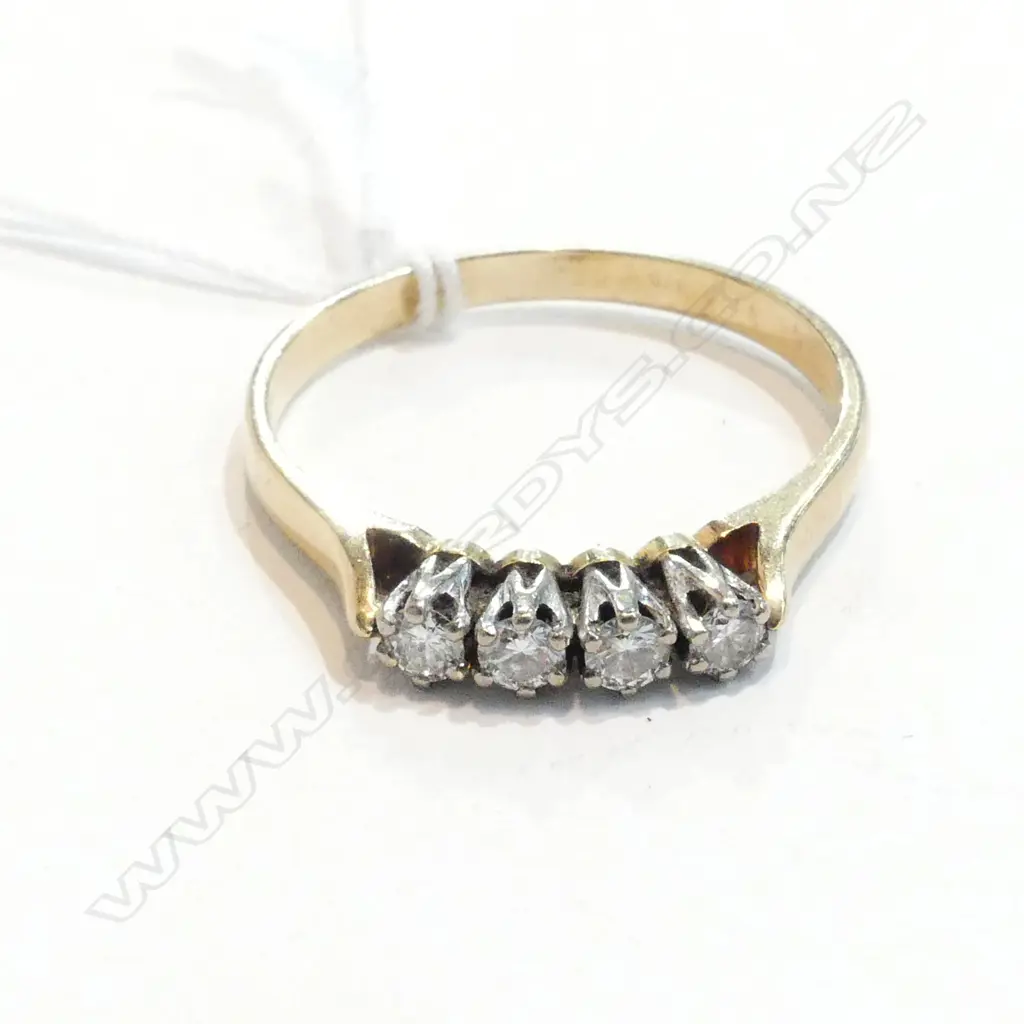 9CT GOLD AND FOUR DIAMOND RING (REPLACEMENT VALUATION FOR $2,400 (B3) Image 1++