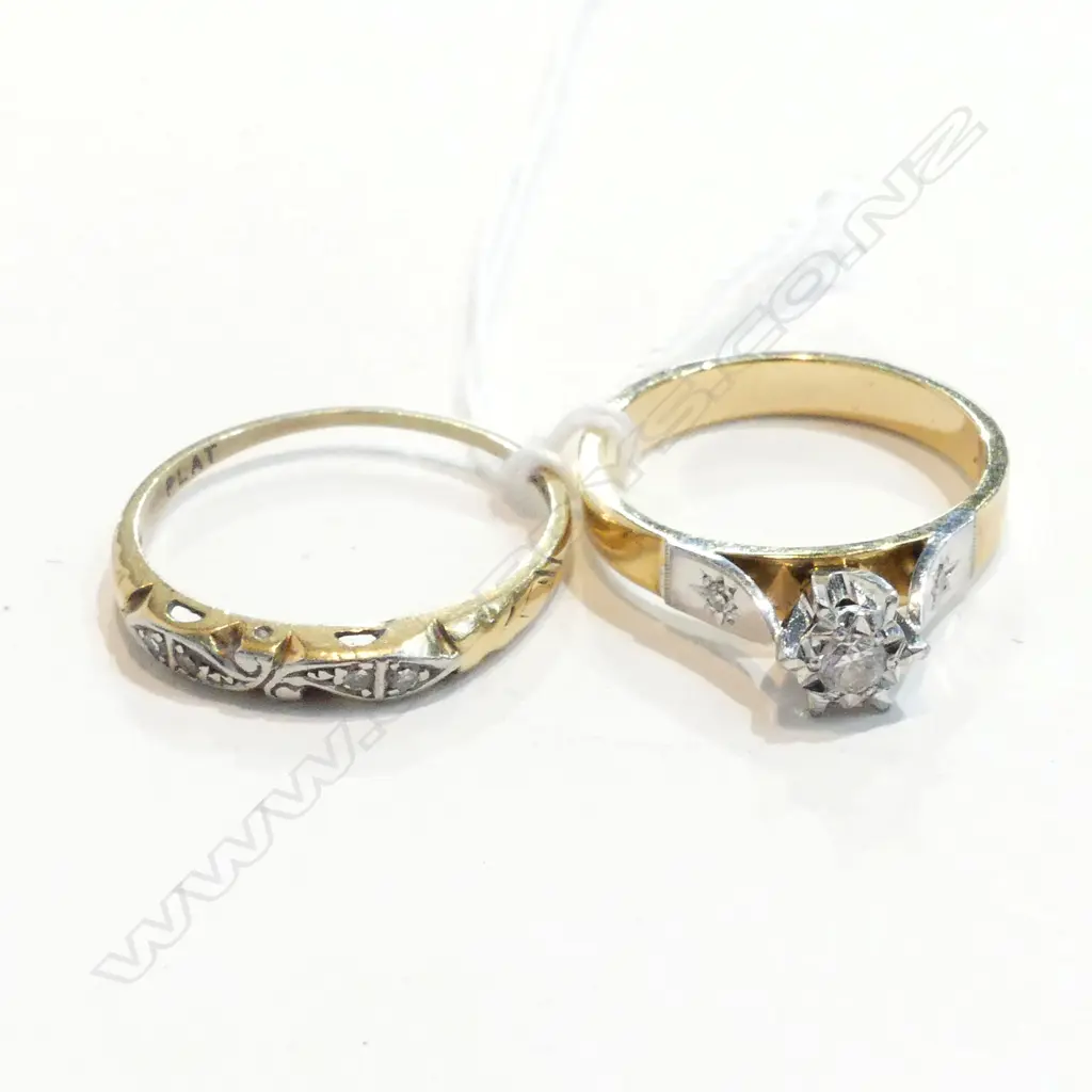 18CT SOLITAIRE DIA. RING 18CT + ETERNITY RING. VALS. $1619 Image 1++