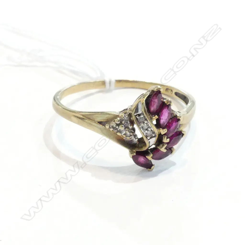 RUBY DIAMOND COCKTAIL 9CT RING, 2018 VALUATION $1295 Image 1++