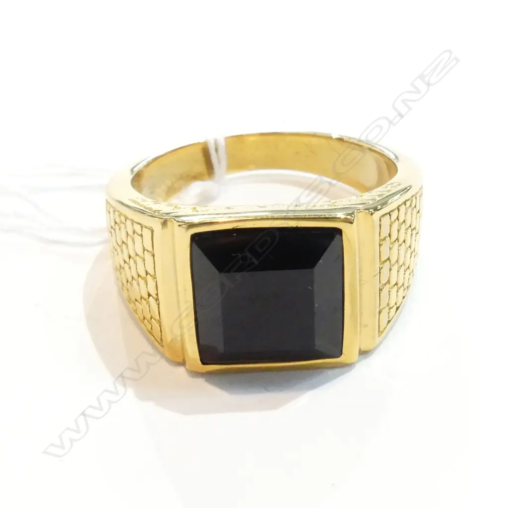G/PLATED BLACK ONYX DRESS RING Image 1++