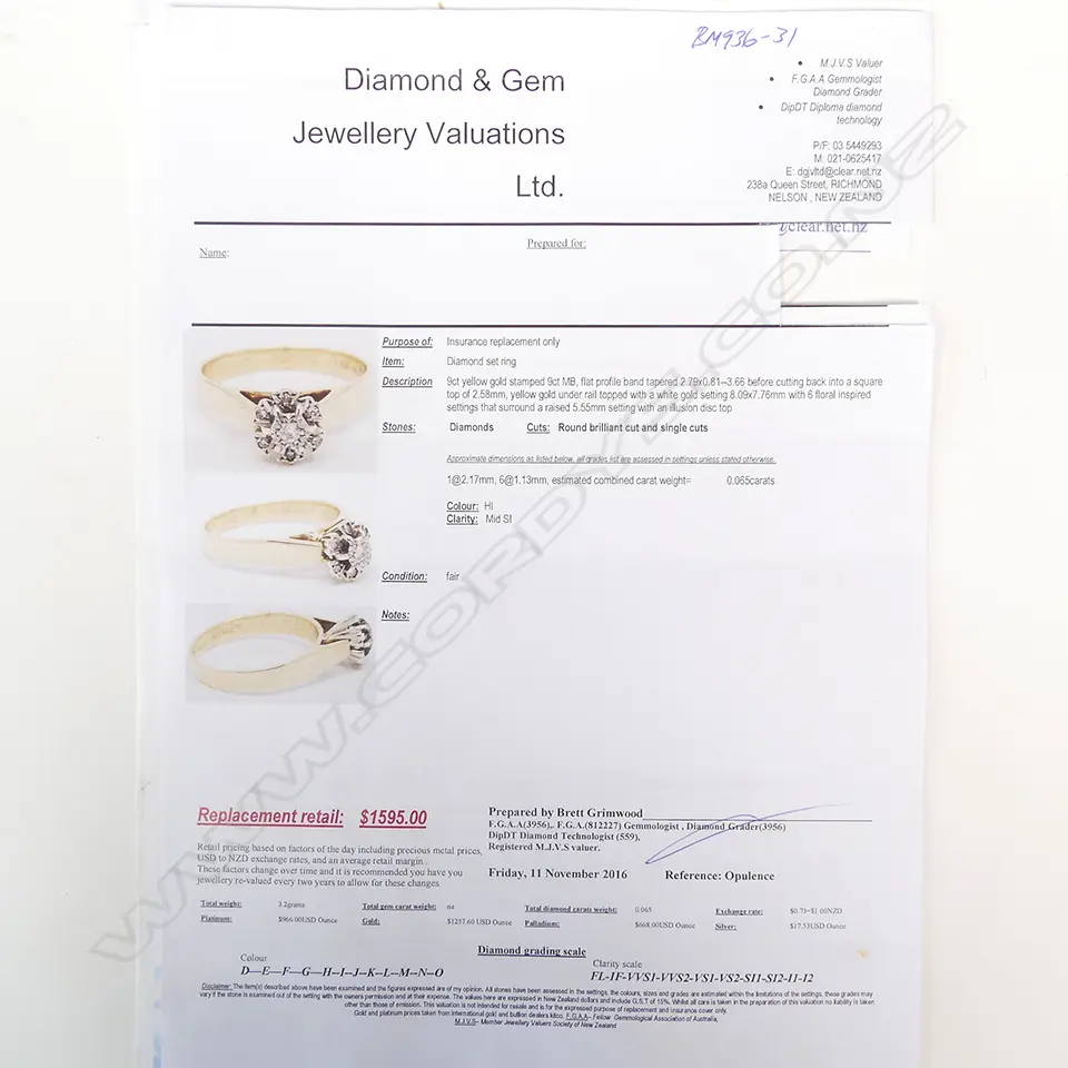 9CT VINTAGE DIA. RING Image 1++