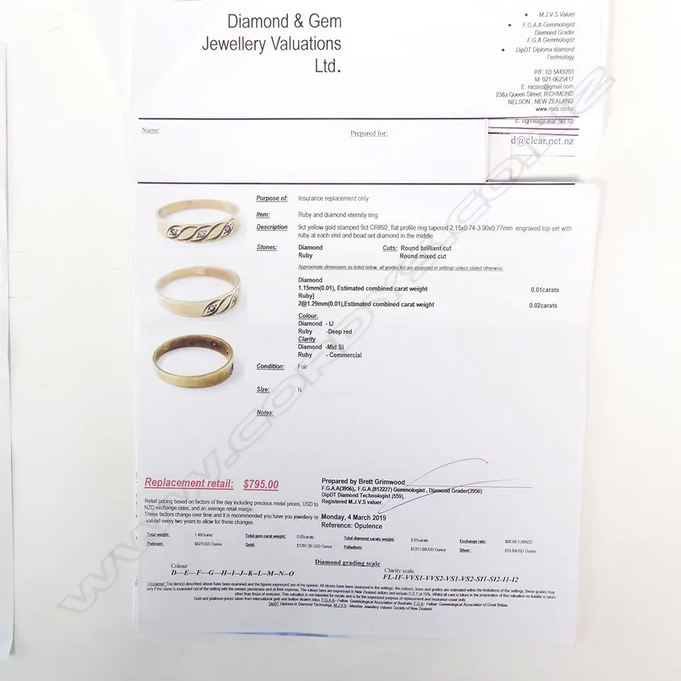 18CT RUBY DIA RING + ETERNITY RING. VALS Image 1++