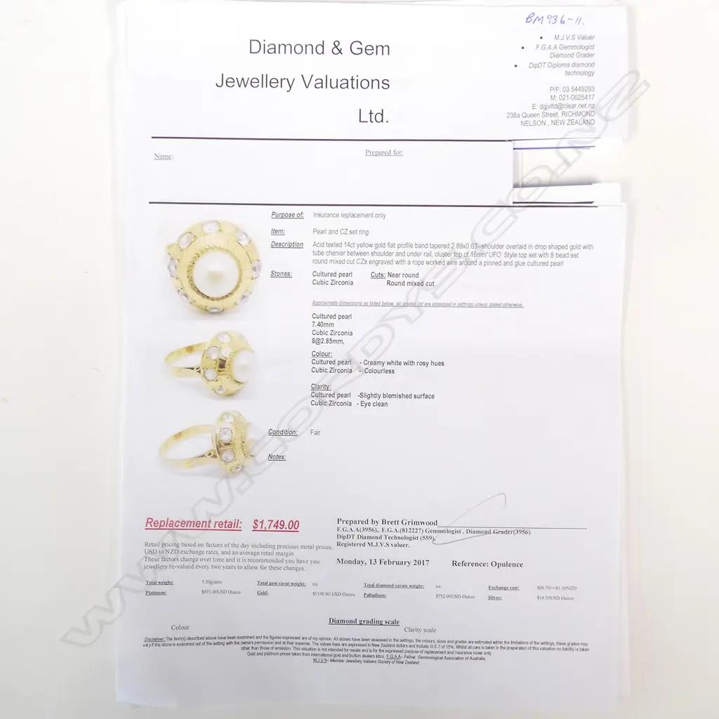 14CT ART DECO PEARL CLUSTER RING W VALUATION Image 1++