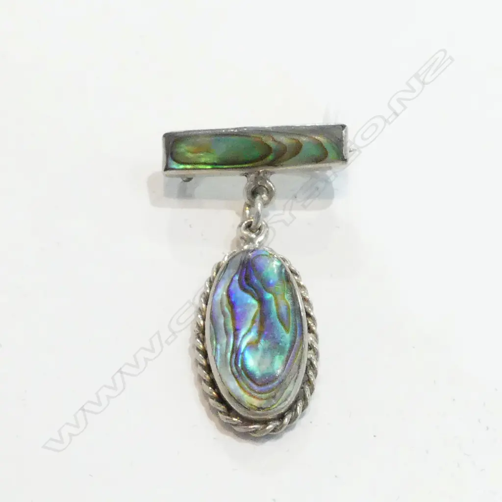 SILVER AND PAUA BROOCH Image 1++