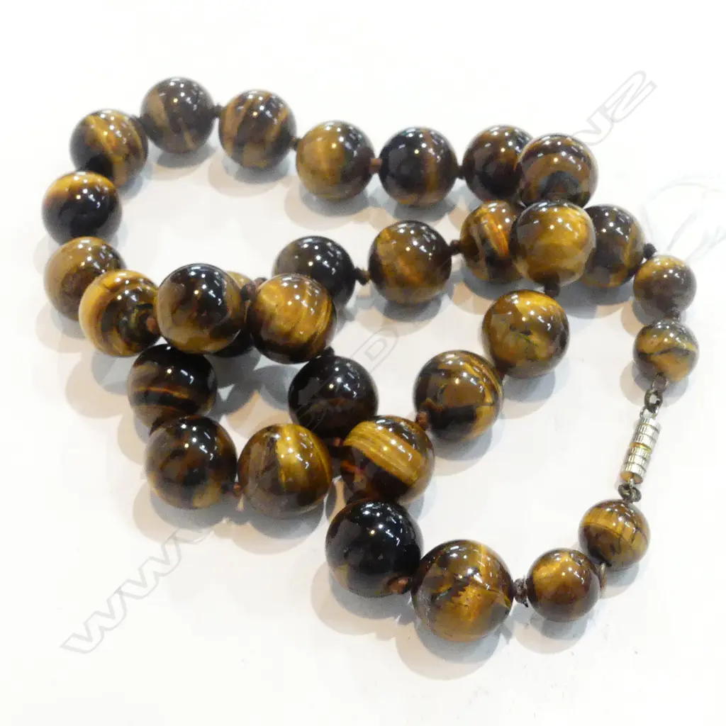 TIGERS EYE UNIFORM BEAD NECKLACE  Image 1++