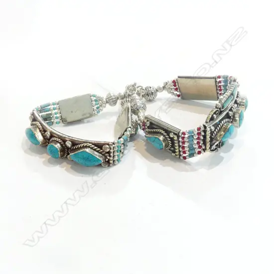 2 SILVER & TURQUOISE BRACELETS