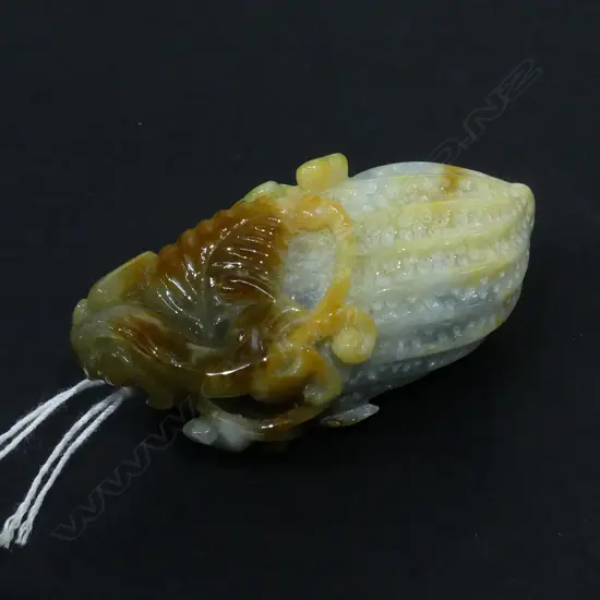 FINE JADEITE CARVED VEGETABLE...