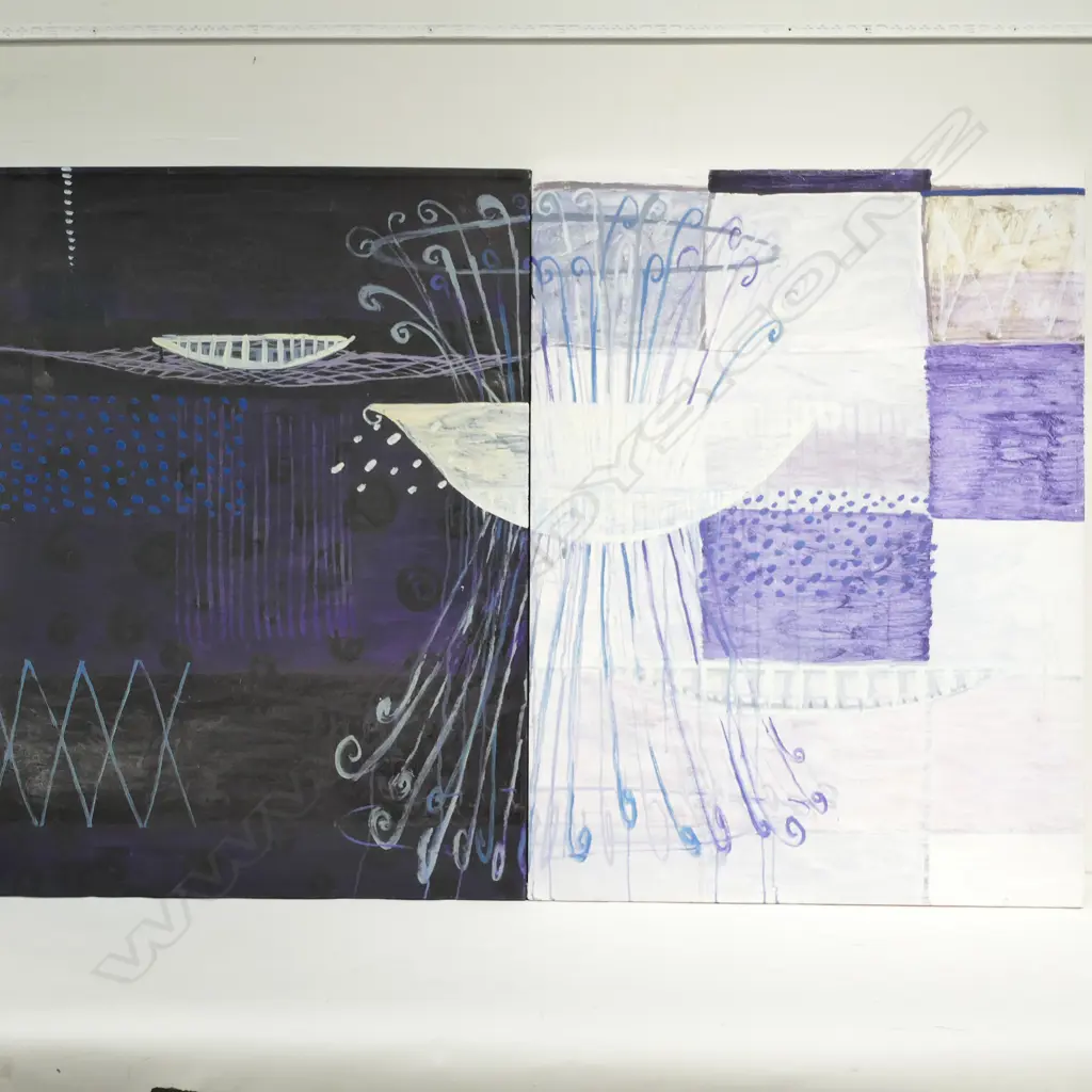 FRANCES HANSEN DIPTYCH, (NZ, b.1962) OIL ON CANVAS 1000 x 1500mm Image 1++