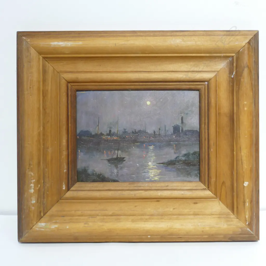 ARTIST UNKNOWN EARLY 20THC  NOCTURNE  OIL ON BOARD Image 1++