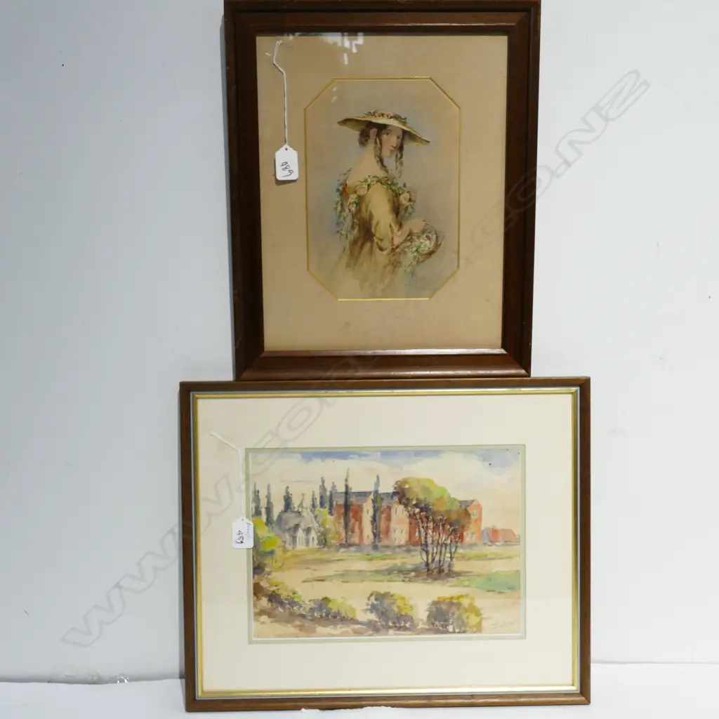 1 FRAMED W/COLOUR N.Z LANDSCAPE BY JANE EYRE/ WITH A PORTRAIT L 450 MM Image 1++