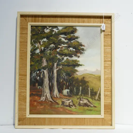 AIRA CRANSTONE OIL OB BOARD 'TREES' SIGNED