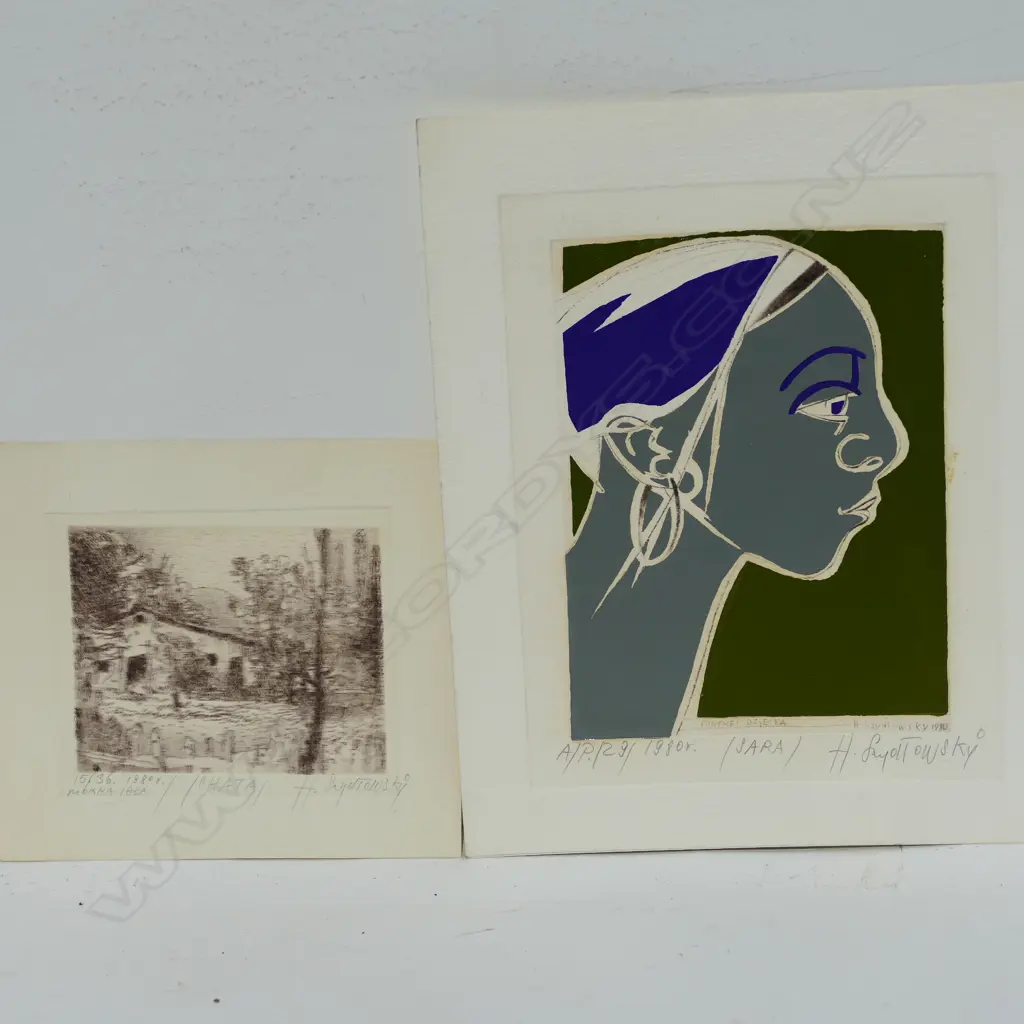 HENRYK SZYDLOWSKI LANDSCAPE ETCHING AND ANOTHER PORTRAIT. BOTH SGD DATED AND EDITIONED - 1980. UNFRAMED Image 1++