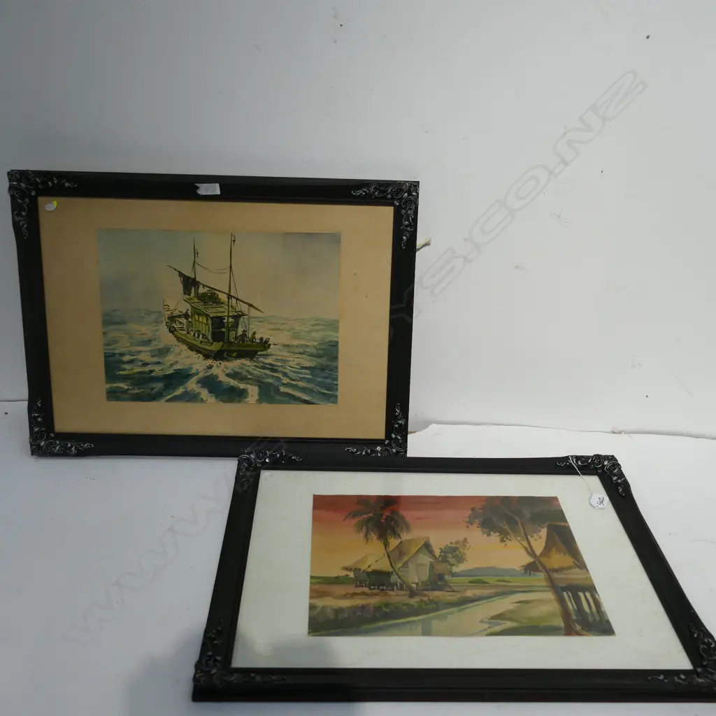 PR ASIAN W/C'S FISHING BOAT & SUNSET LANDSCAPE Image 1++