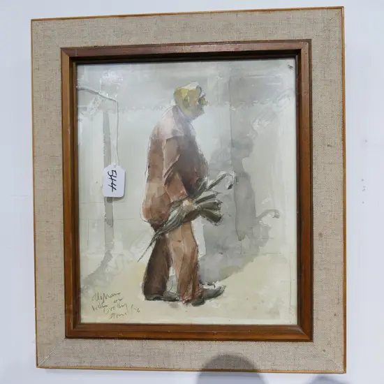 W/COLOUR OF AN OLD MAN SIGNED STONE 76 300 X 230 MM