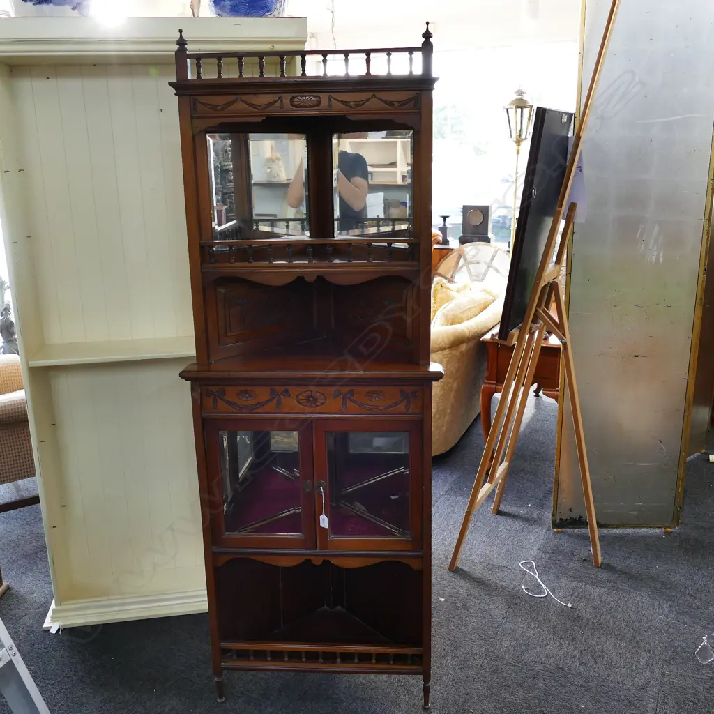 EDWARDIAN SHERATON REVIVAL CORNER CABINET Image 1++