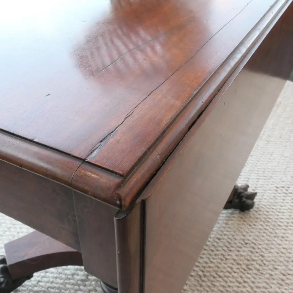 19THC MAHOGANY DROP SIDE TABLE L 910 MM Image 1++