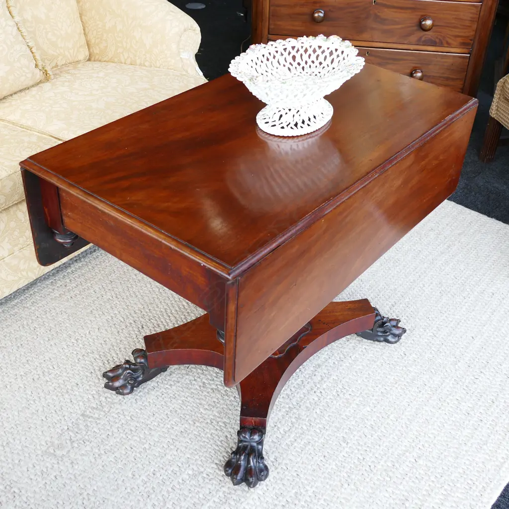 19THC MAHOGANY DROP SIDE TABLE L 910 MM Image 1++