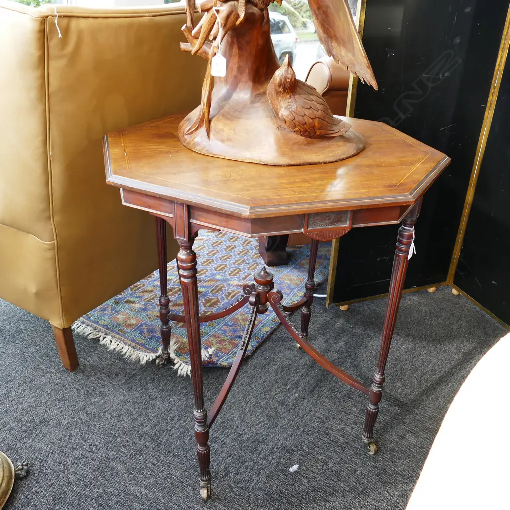 VICTORIAN MAHOGANY OCC TABLE by Jenks & Wood London with original brass label. Requires small repairs. Image 1++