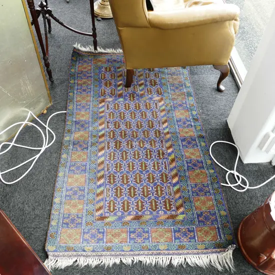 BALUCHI PRAYER RUG IN UNUSUAL BLUE GREEN TONES 1460MM L 840MM W