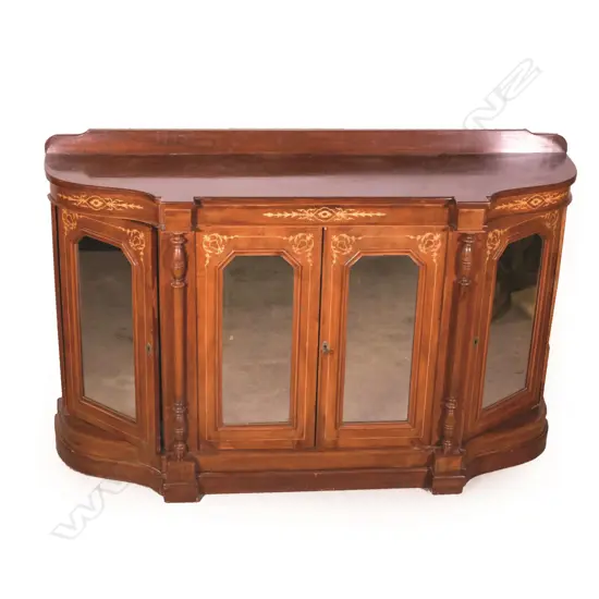 An inlaid mahogany credenza