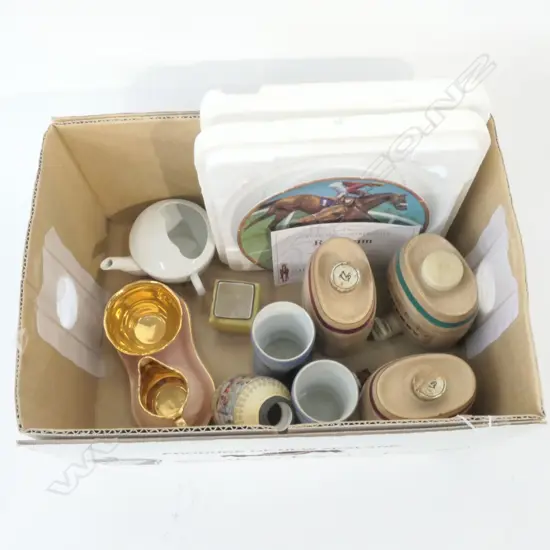 BOX CHINA ETC: PR BAYREUTH VASES, CROWN DEVON...