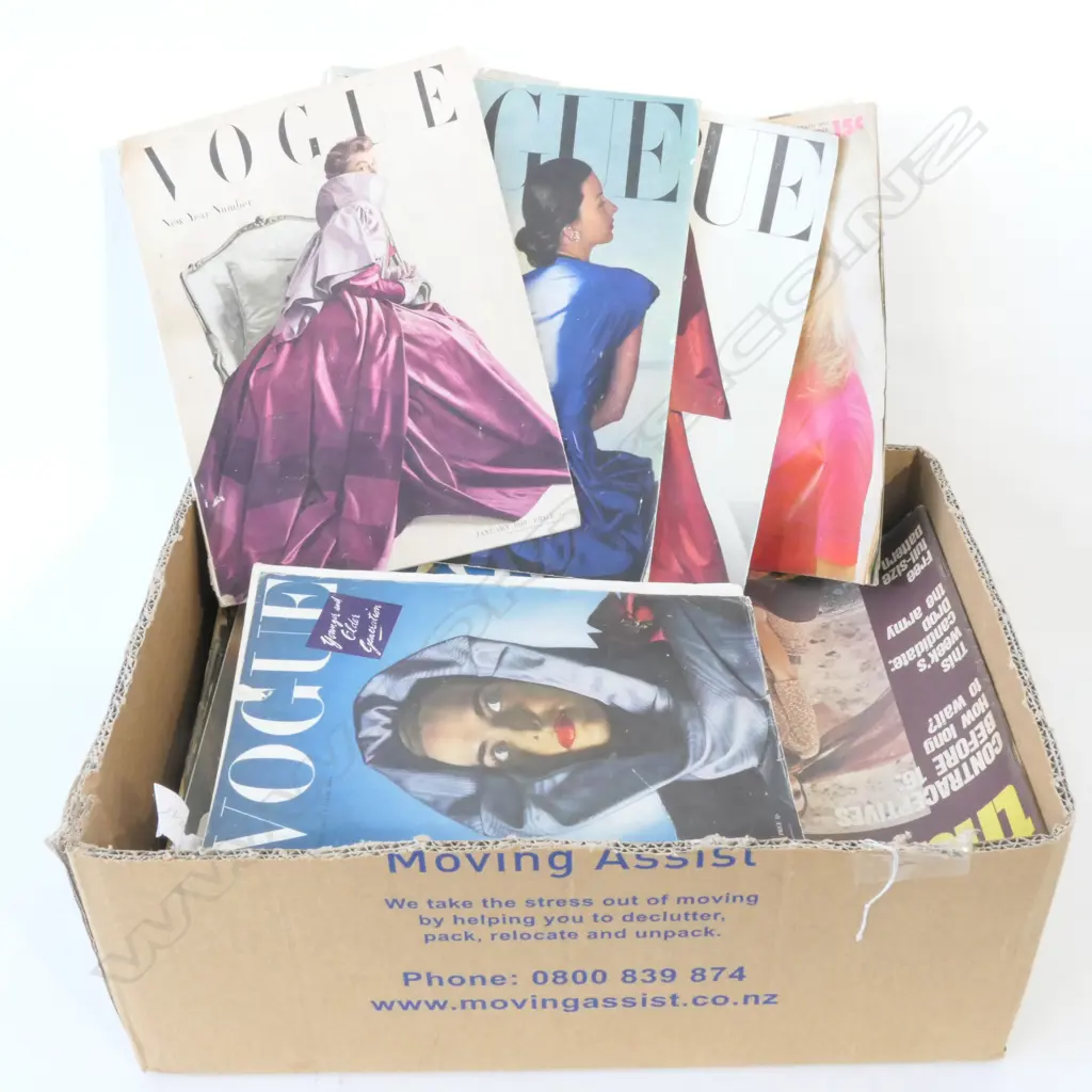 BOX LOT OF 6 LATE 40S VOGUE, GOOD HOUSEKEEPING AND 'THURSDAY' MAGAZINES Image 1++