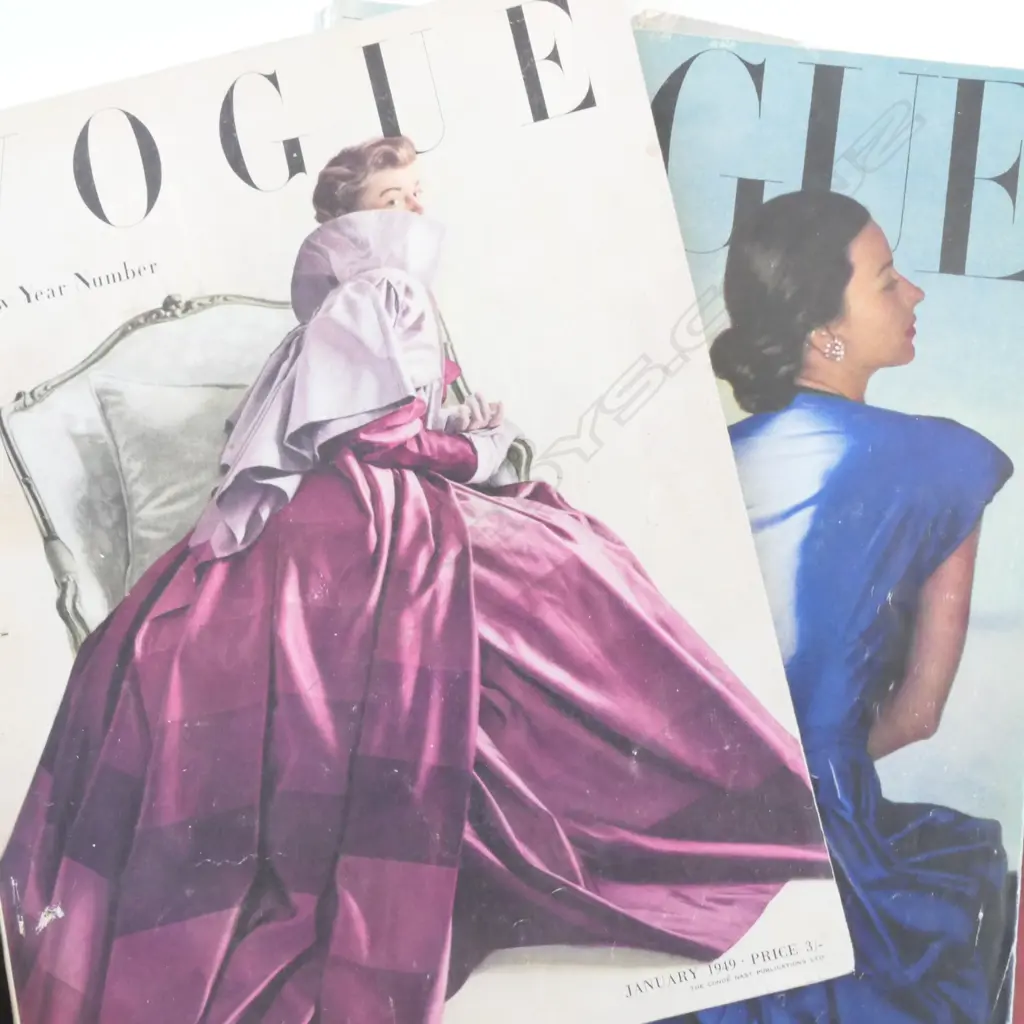 BOX LOT OF 6 LATE 40S VOGUE, GOOD HOUSEKEEPING AND 'THURSDAY' MAGAZINES Image 1++