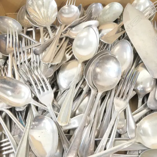 BOX OF SILVERPLATED CUTLERY
