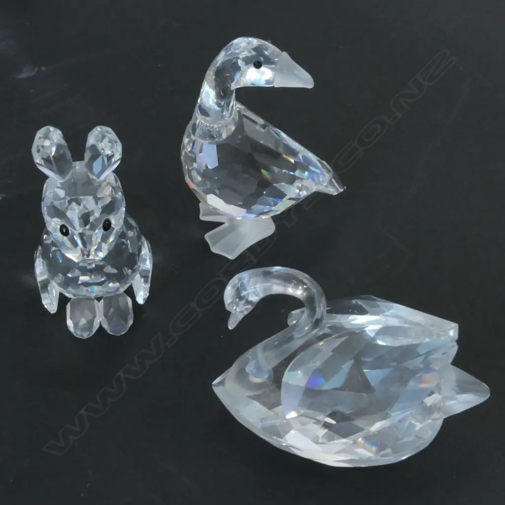 SWAROVSKI BOXED SWAN/RABBIT + GOOSE H 50 MM Image 1++