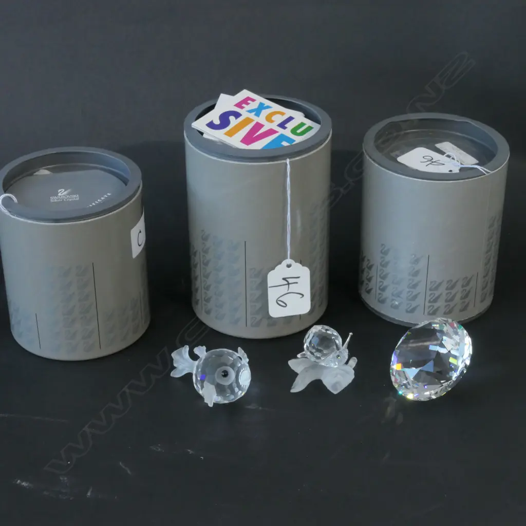 SWAROVSKI BOXED SNAIL/ DIAMOND + FISH H 40 MM Image 1++