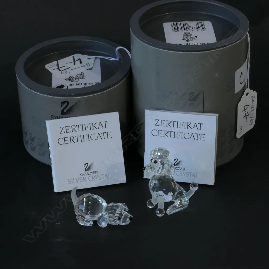 SWAROVSKI BOXED POODLE + PUPPY H 40 MM Image 1++