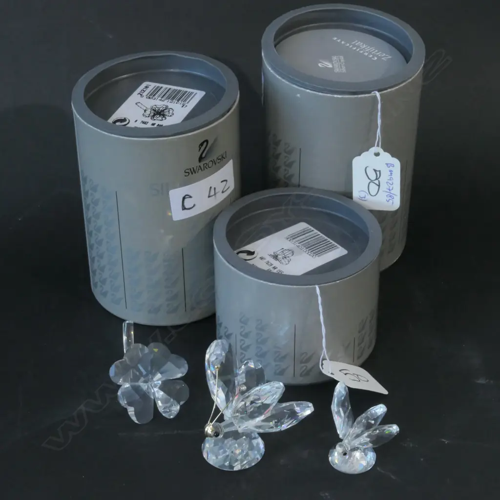 SWAROVSKI BOXED BUTTERFLY'S ANTENNAE UNATTACHED X 2 +CLOVER H 40 MM Image 1++